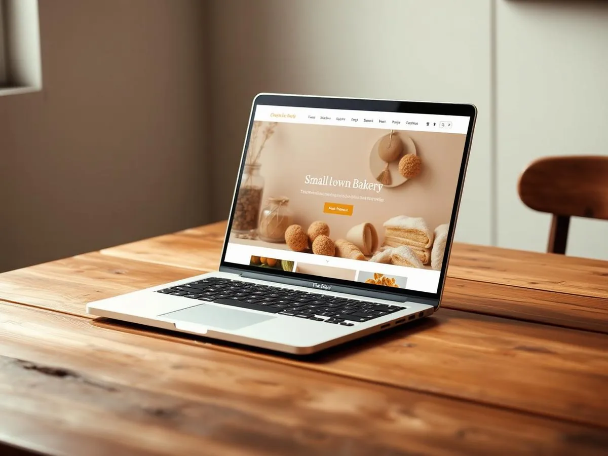 Prairie Rose Bakery website homepage on a laptop, warm bread photography and a cinematic hero section, designed by KŌRA Signature for a Grand Island, Nebraska bakery.
